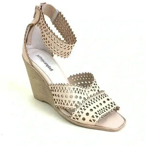 [10]Jeffrey Campbell White Leather Besante St Cut  Out Wedge Sandal